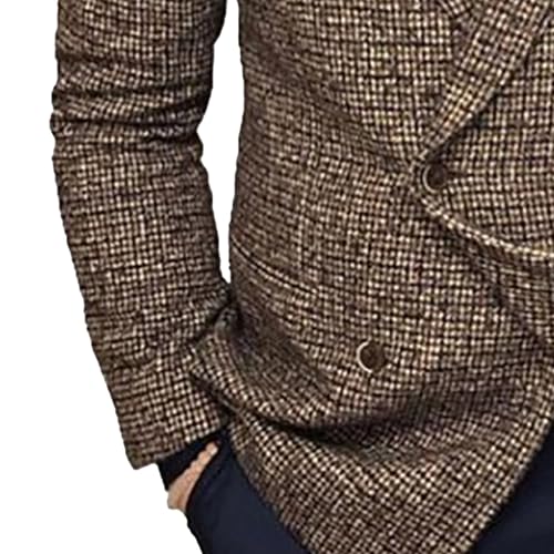 Mens Plaid Blazer Sports Coat Vintage Double Breasted Blazer Suit Jacket Casual Slim Fit Checkered Blazer3