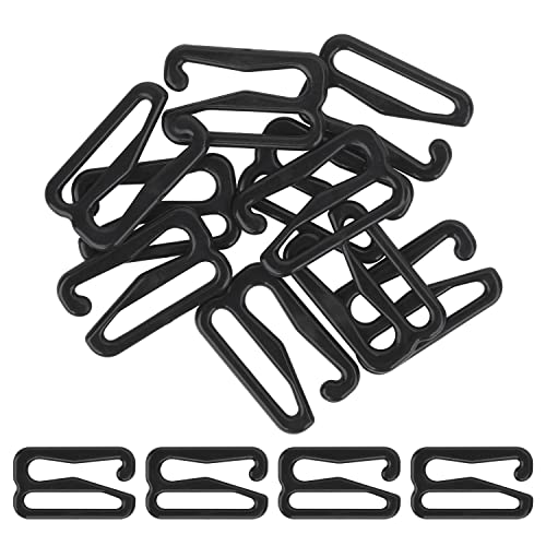 KAM 20 Hebillas ajustadoras de Correa de Sujetador de plástico Tri-Glide con Hebilla Deslizante, Ganchos Ajustables para Sujetador 13B, Cierre de Gancho Deslizante de lencería Negro