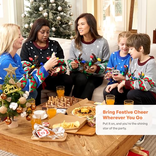 JOYIN Kids Light-Up Reindeer Sweater with 3D Scarf (Grey) - Image 3