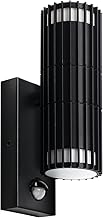 Kerry Outdoor Motion Sensor Wall Lights, Harfa Up Down Outside Lighting Mains Powered, IP44 Black Aluminum Light, Exterior PIR Detector Security Fixture for Front Door, Porch, Garden (Bulb Excl.)