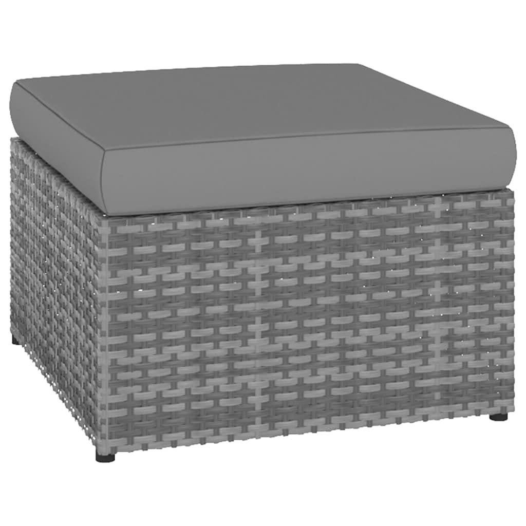 Chaise de Jardin avec Pouf en Résine Tressée Anthracite, Fauteuil de Terrasse Extérieur et Intérieur avec Coussins Gris Foncé, Mobilier pour Balcon et Patio