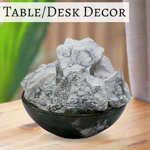 Image of Amazing Gemstone 2 Pieces Howlite Raw Crystals and Healing Stones, Natural Rocks for Tumbling and DIY Raw Stones and Crystals
