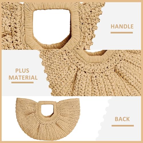 Bolso Rattan Semicircular Tejido para Mujer miniatura 6