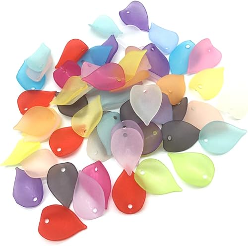 Miniatura 9 de EXCEART 560 dijes acrílicos con forma de flor, cuentas de joyería, pétalos esmerilados, hoja de plástico con agujero para fabricación de joyas