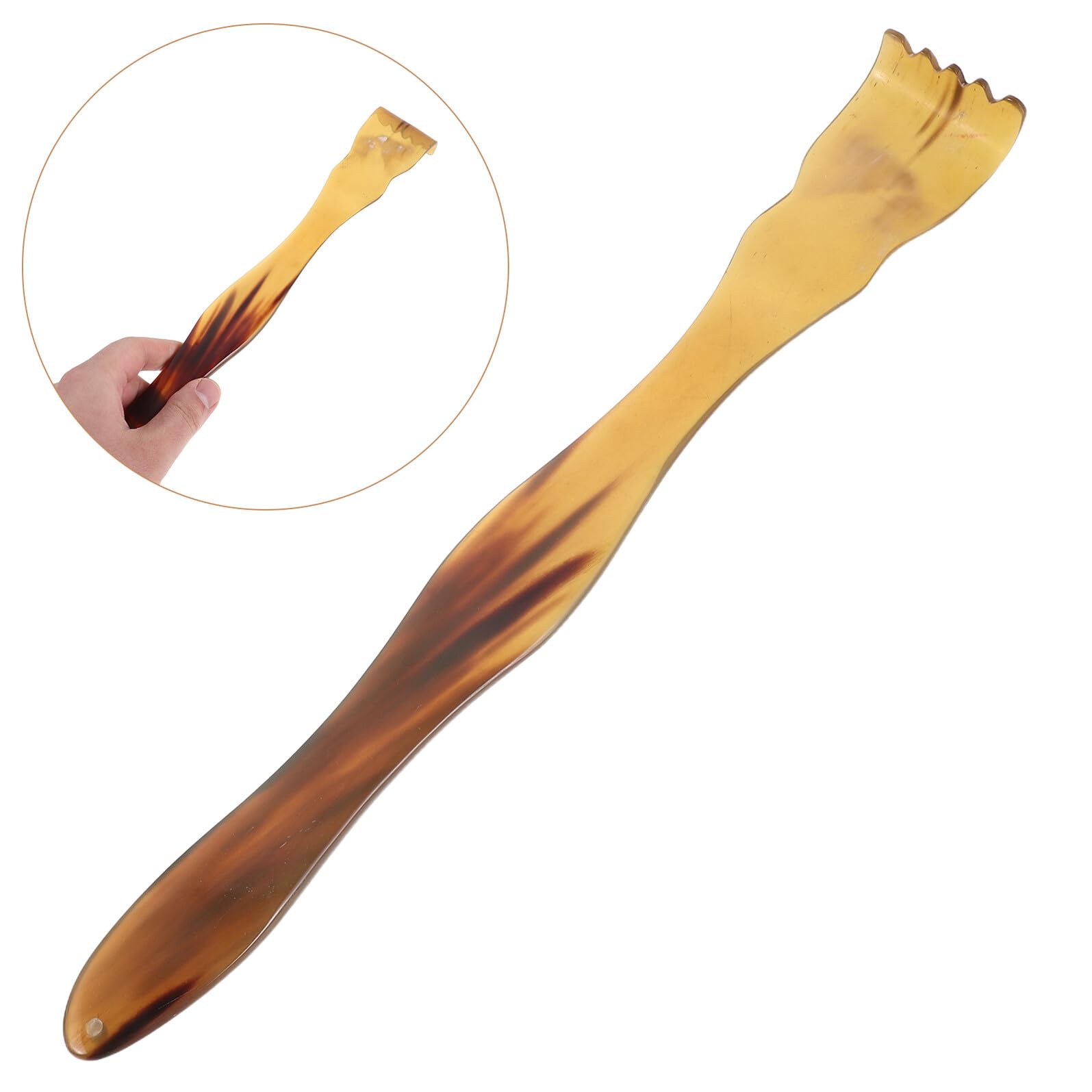 Operitacx Rückenkratzer aus Natürlichem Ochsenhorn 30–32cm Handliches Rückenmassagegerät zur Juckreizlinderung für Ganze Familie