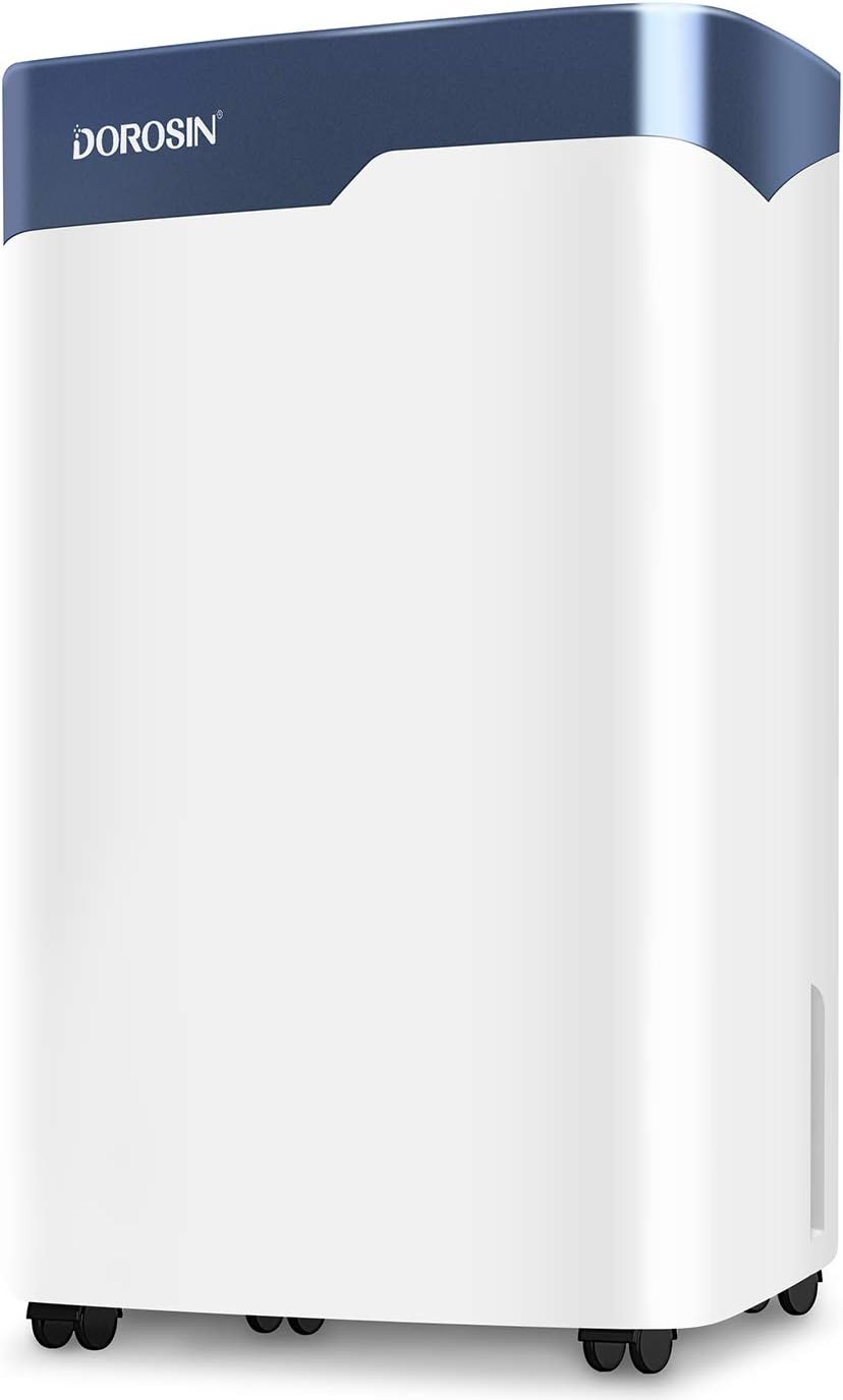 DOROSIN 45 Pint Dehumidifier for Home Basement Bathroom Bedroom Large Room with Continuous Drain Hose and Water Tank, Intelligent Auto Defrost Auto Shutoff