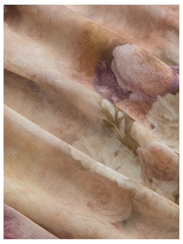 GORGLITTER Women's Floral Ruched Bodycon Midi Dress Mesh Sleeveless Fishtail Cami Dresses4