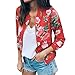 iHENGH Damen Herbst Winter Bequem Lässig Mode Frauen Retro Floral Zipper Up Bomberjacke Mantel Outwear(Rot, S)