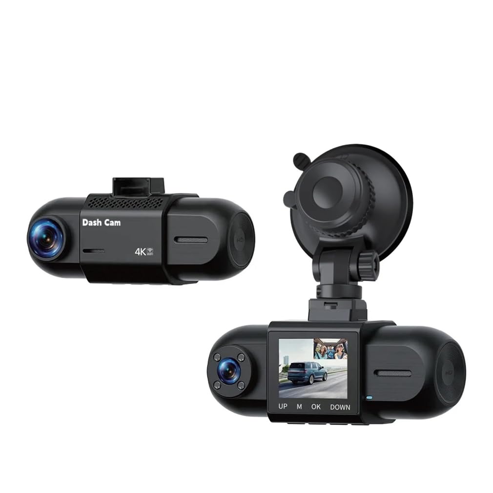XRC TECH Samochodowy DVR z dwoma obiektywami kamera samochodowa 4K + 1080P wbudowane WiFi z GPS Tracker DVR, przednia i tylna kamera, nagrywanie w pętli, czujnik G, rejestrator wideo IR LED Night