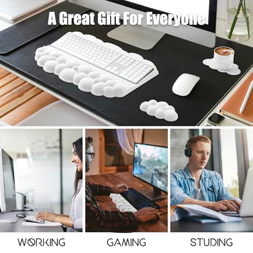 Ergonomic Wrist Rest for Keyboard and Mouse, Soft Memory Foam Cloud Keyboard Stand Pad with Wrist Rest Set with Non-Slip Silicone Base, Easy Typing, Pain Relief, Comfort for Office, Work, Gaming
