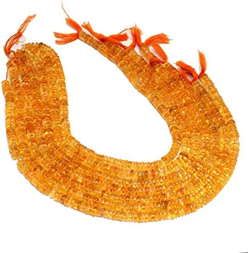 AAA Citrine Gemstone Heishi Beads | 7mm-8mm Tyre Rondelle 13inch Strand | Natural Citrine Semi Precious Gemstone Coin Beads | Gemstone Disc