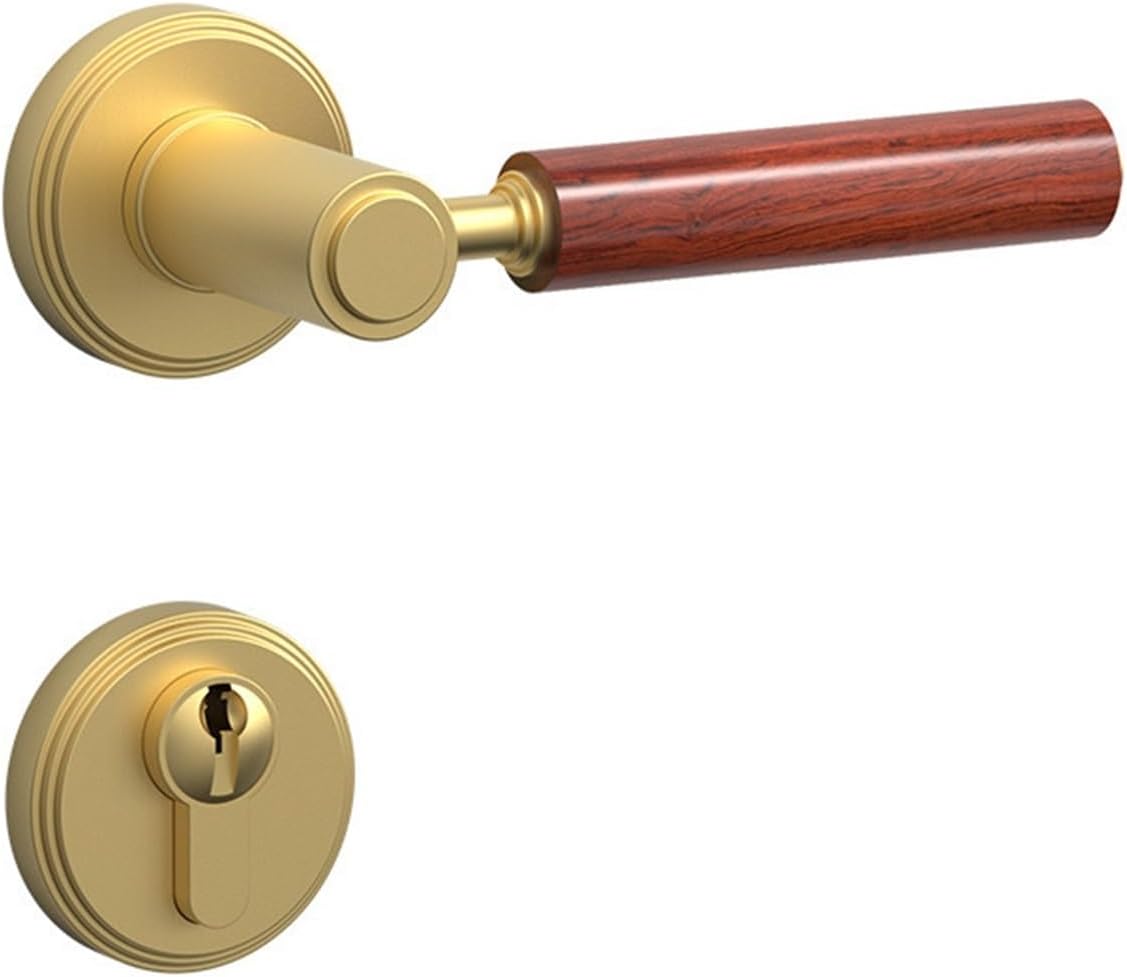 Pure Copper Door Lock Split Lock Household Wooden Door Room Door Lock Handle Lock Bedroom Door Handle Modern Simple(Matte Brushed)