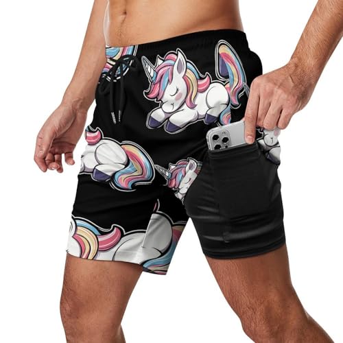 Cute Unicorm Men's Board Shorts Swimsuit Beach Pants Swimwear Bathing Suits2
