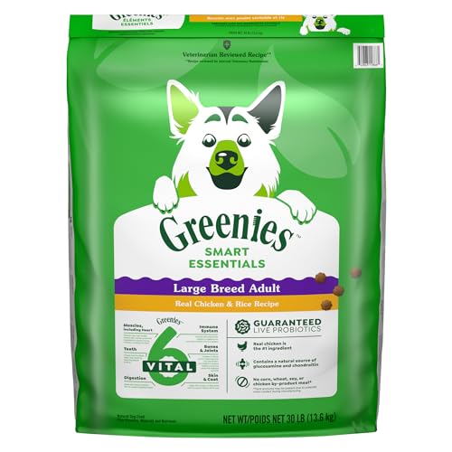 Greenies Smart Essentials Large Breed Adult Dry Dog Food Real Chicken & Rice Recipe, 13.6kg Bag