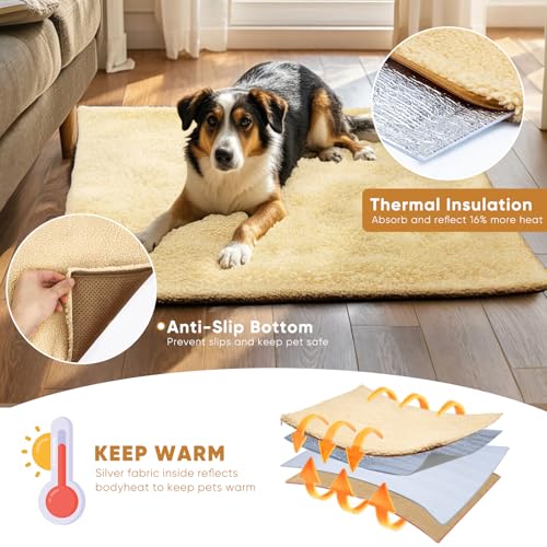 Selbstheizende Decke für Hunde & Katzen Grau 60x90cm - Weich & kuschelige Hundebett Matten - Waschbarer Bezug - Mit Rutschfester Unterseite - Hundekissen für mittlere & kleine Hunde oder Katzen
