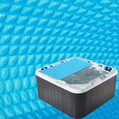Spa and Hot Tub Cover 16-mil 7 x 7 FT for Square Spa Pool Solar Blanket Bubble Cover Hot Tub Thermal Blanket for Outdoor and Energy Efficiency Blue