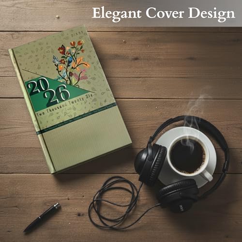 Image of TULMAN 2026 Diary Hardcover Design Everyday Notebooks (22x14 cm), Best for Study Planner, Personal Journal, Business Planning & Stationery Lovers - muted green - 2 Pack