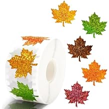 Maple Leaf Roll Stickers Fall Stickers Glitter Laser Label Seal 500 Pcs Self-Adhesive Thanksgiving Decals for Envelope Journal Gift Box Autumn Decor Party Supplies