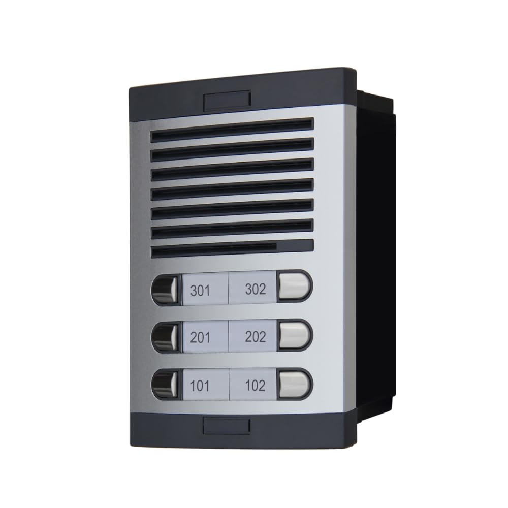 Kit citofono 6 appartamenti audio analogico 4+n – Citofono condominiale per 6 unità abitative, – Posto esterno, citofoni interni, alimentatore e scatola da incasso inclusi – professionale