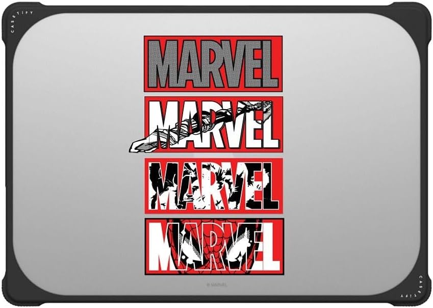 CASETiFY Bounce MacBook Air 15" (M2 - M5) Case [Marvel Colab/Enhanced Protective Corner Design/Ventilation Cutouts/Anti-Slip Grip] - Marvel Logo- Clear Black
