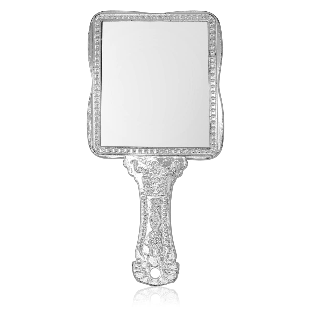 4.5 Inch Hand Mirror, Handheld Mirror with Handle, Portable Mirror, Personal Makeup Plastic Square Mirror - Silver-image-48