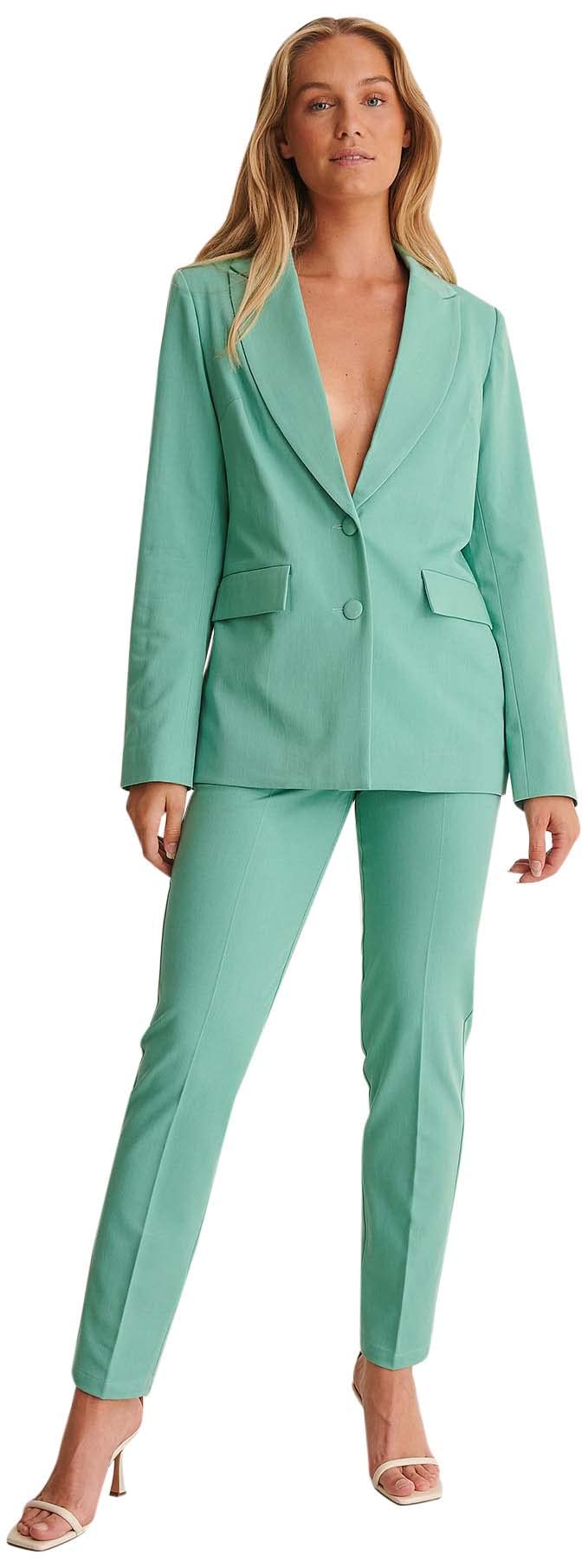 NA-KD Fitted Suit Pants, Eden Green, EU 36