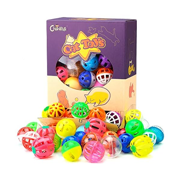 Chiwava Plastikglocke Katzenball Katzen Kätzchen Verfolgung Spielzeug Größe 1,6 "~ 1,8" 8 Arten sortierte Farbe – Bild 3