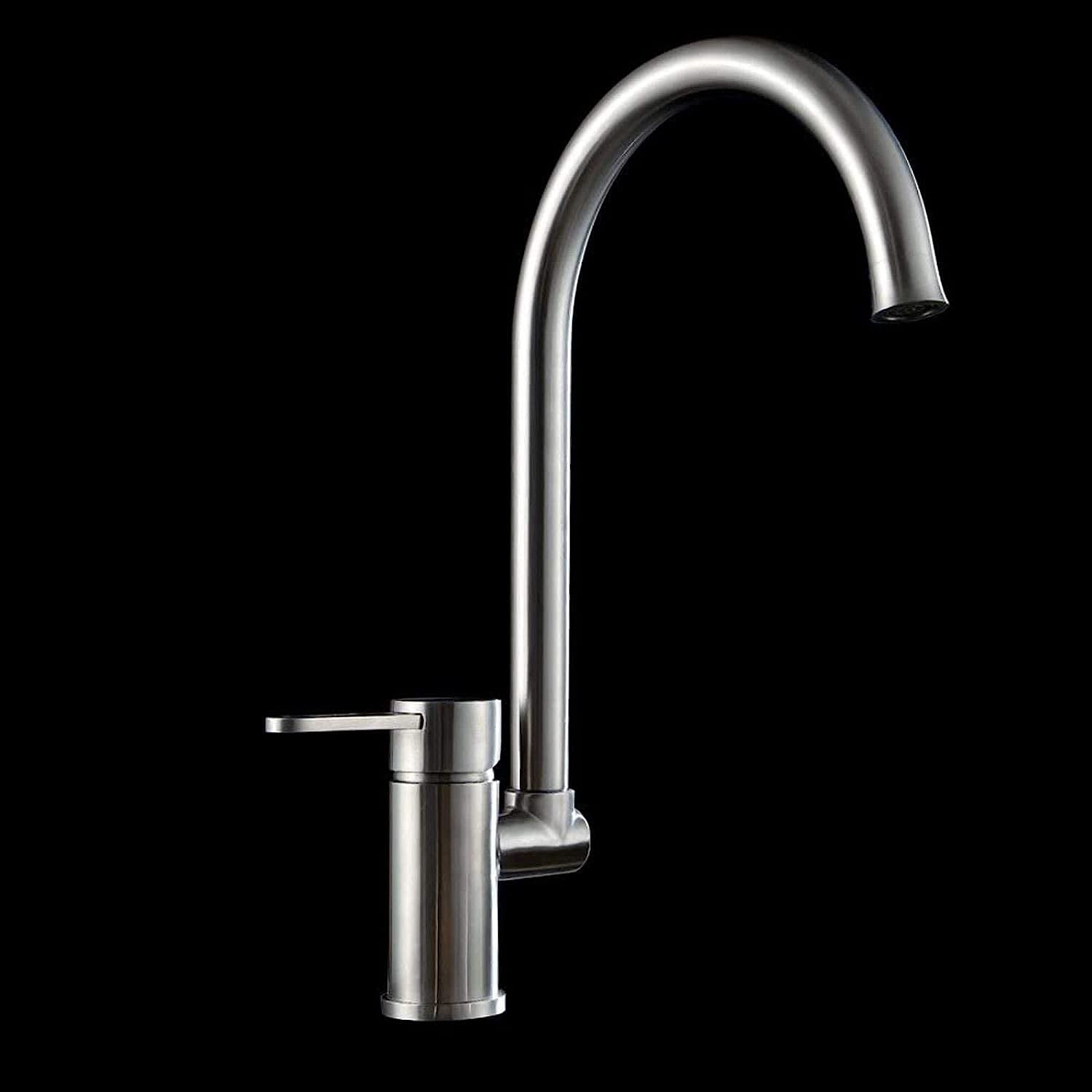 Robinet de cuisine moderne en acier inoxydable brossé premium