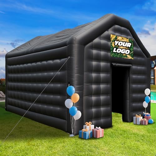 GR8FUN Small Inflatable Nightclub Tent 16.5x13x11.5Ft with Blower, Oxford Fabric Black Party Tent, Gazebo Event House for Backyard, Birthday, Rental Use