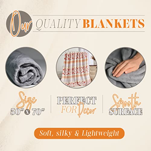 Image of Elegant Comfort Lightweight Printed Throw Blanket- All Season, Ultra Soft, Cozy and Plush- Decorative Throw Blankets, Perfect for Lounging, 50 x 70 inches, Nayati Printed, Throw Blanket
