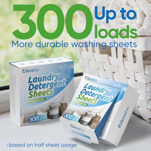 Laundry Detergent Sheets 300 Loads Diesetsr Laundry Sheet ECO-friendly Travel Plastic-Free Washing Detergent Soap Sheets,Fragrance-Free - Image 2