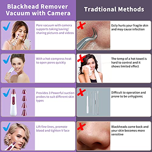 RaMokey Mitesserentferner Porenreiniger mit Kamera, Beauty Device Mitesser Entferner Porensauger, Visuell Mitesser… – Bild 8