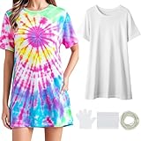 Silkfly White Cotton Dress Shirt for Tie Dye Plus Size Shirt Dresses DIY Items to Tie Dye Women DIY Kit(XX-Large)