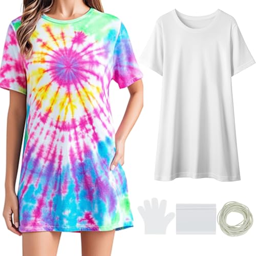 Silkfly White Cotton Dress Shirt for Tie Dye Plus Size Shirt Dresses DIY Items to Tie Dye Women DIY...