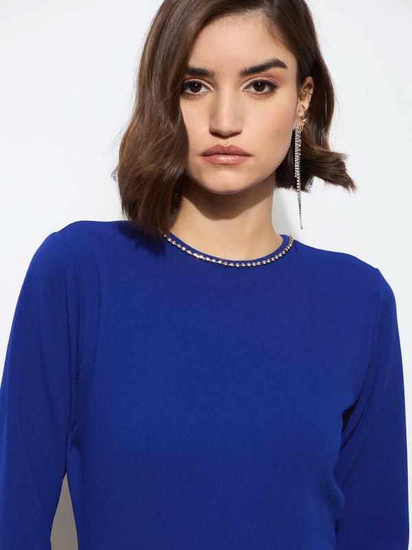 Image of barcino Black Peplum Diamante Neck Bodycon Dress