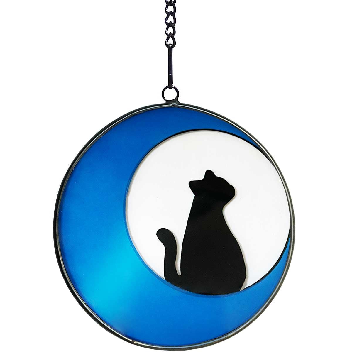 Mibetsi Cat Memorial Stained Glass Window Hanging - Glow-in-the-Dark, Handmade, Sympathy Gift For Pet Loss