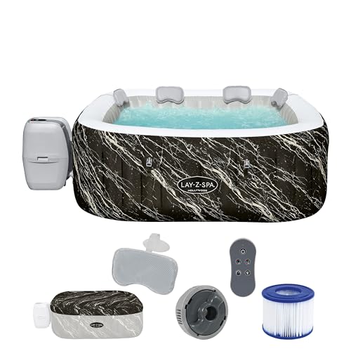 Bestway - Spa Gonflable Hollywood Luxe AirJet Efficacité énergétique avec lumières LED 4 à 6 Personnes - 180 cm x 180 cm x 66 cm - Noir