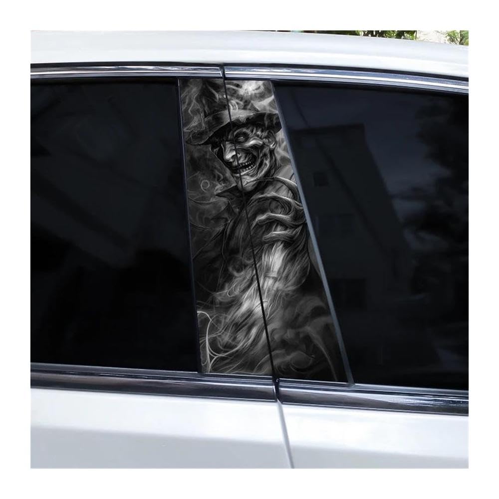 Decorative Items 2pcs Horror Demon Stickers Car Window Pillar Decoration Decal Vinyl Waterproof Stickers(Type A)