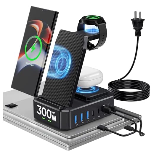 Wireless Charger for Samsung,300W 10 in 1 Wireless Charging Station, 65W USB C Fast Charging Stand for Samsung S25 Ultra/S24/S23/S22/Note 20,Galaxy Watch Ultra7/6/5,Galaxy Buds(Not for Apple Watch)