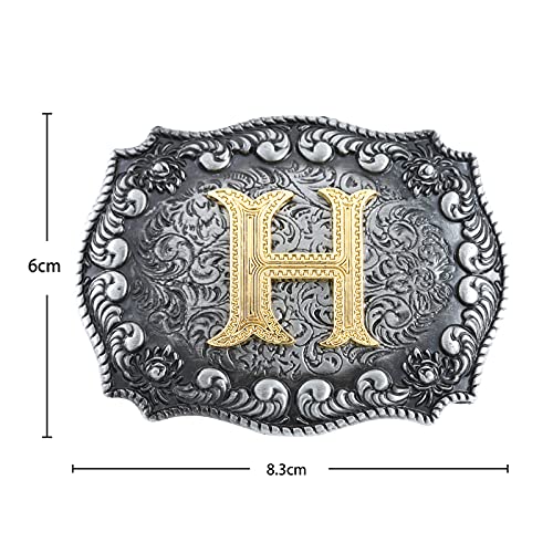 Image of HUABOLA CALYN Belt Buckle Men, Western Cowboy Rodeo Small Alphabet Letter ABCDMRJ to Z Initial Belt Buckles for Women