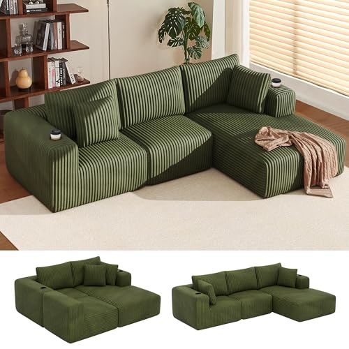 DURASPACE 108" Sectional Couch L Shaped Sofa Boneless Foam Cloud...
