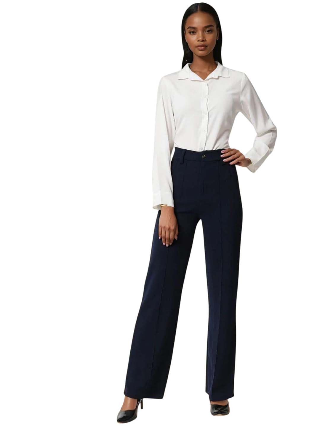 KOTTY Women Polyester Blend Solid Trousers