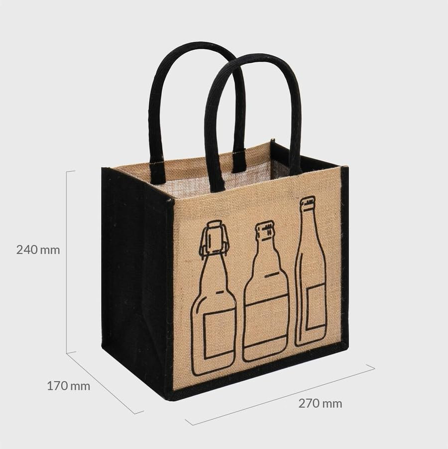 Bountiful Harvest 6 Bottle Jute Carrier - Eco-Friendly, Versatile, and Stylish (1, Beer Bottles), Natural - Image 2