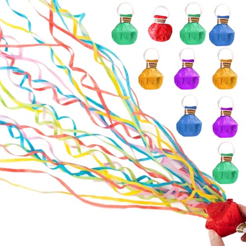 Mineup 10 Pièces Serpentins en Papier à Lancer, Serpentins Lancer, Multicolore Lancer Serpentins, Bombe Serpentins Fete Cotillons, Lanceur Serpentin pour...