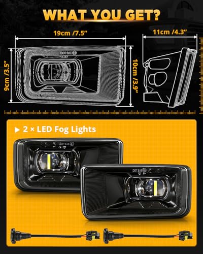 Image of Auxbeam 60W LED fog lights Lamps with DRL, Bumper Fog Lights for Chevy Silverado 2008-2014 Suburban Tahoe 2007-2015 Avalanche 2007-2013 GMC Sierra Yukon, Dot Approved, IP67 Waterproof, Black, Pair