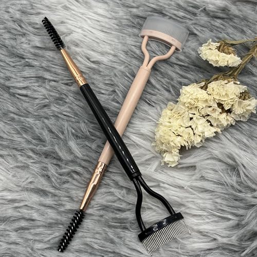 2-Pack Eyelash Separator Comb with adjustable brush, Dual Head Lash Separator Tool with Cover for Excess Mascara Removal