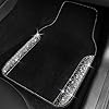 CAR PASS Bling Car Mats Shining Diamond Carpet Crystal Rhinestone Sparkly Glitter Floor Mats with Anti-Slip PVC Pad Universal Fit Automotive SUV,Sedan,Van,4pcs for Girl Women, Black Sliver Diamond #2
