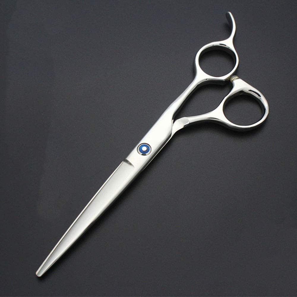 YZCIS 6,5-Zoll-Friseur-Haarschnitt-Flachschere, klassischer gerader Griff, Friseurschere, Haarpflege-Werkzeuge (Silber)