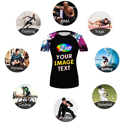 O2TEE 3D Full Print Short Sleeve Premium BJJ Rash Guards Front & Back Add Your Image Top Shirts miniatura 4
