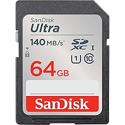 SanDisk 64 GB Ultra SDXC Tarjeta, con hasta 140 MB...: No te pierdas ni un momento. Las tarjetas SanDisk Ultra SD son rápidas y tienen un excepcional rendimiento de grabación de vídeo para que puedas captar los recuerdos que important Sigue haciendo fotos y vídeos. Ofrece mucho almacenamiento para que pu...